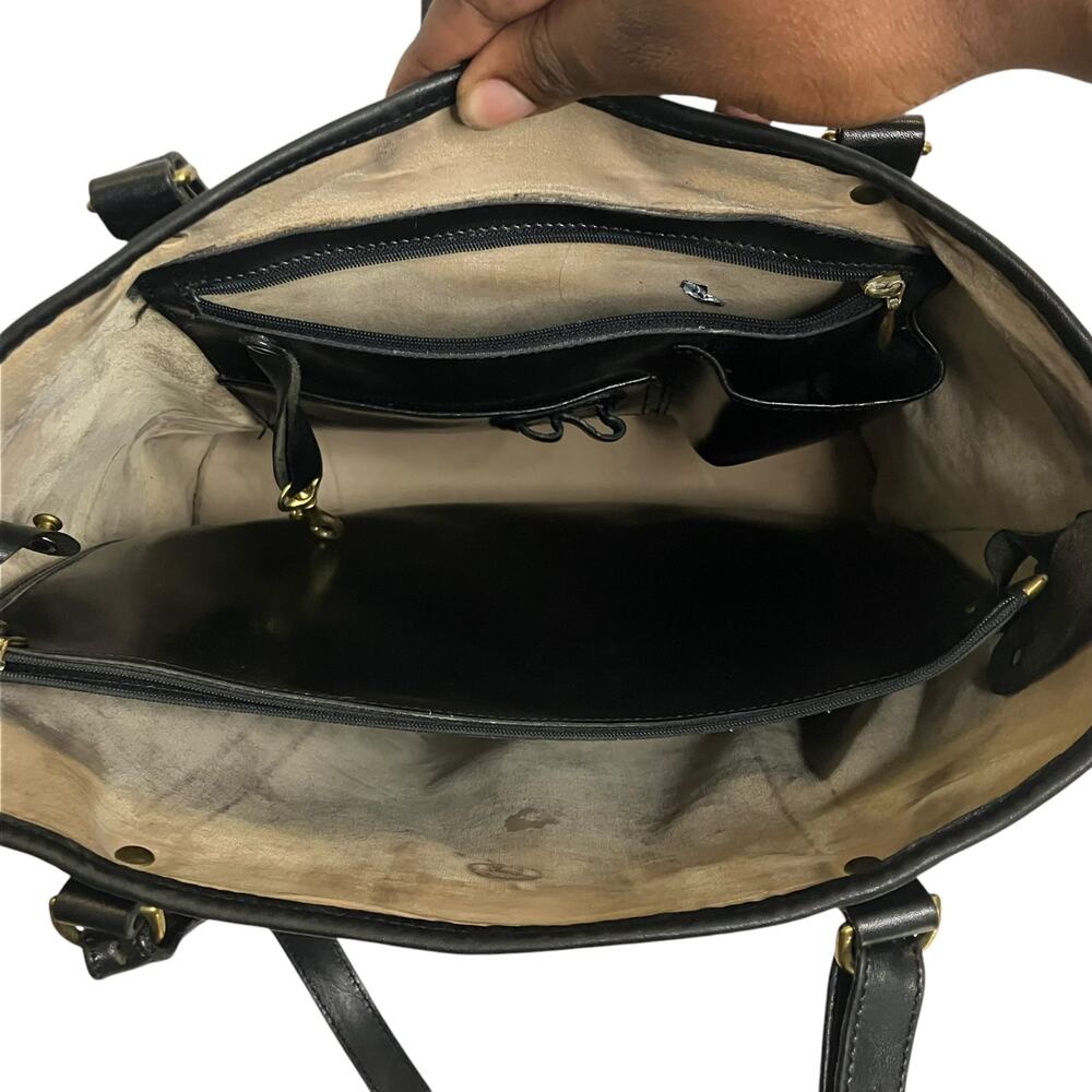 Brahmin Black Leather Tote Shoulder Bag - Picture 7 of 12